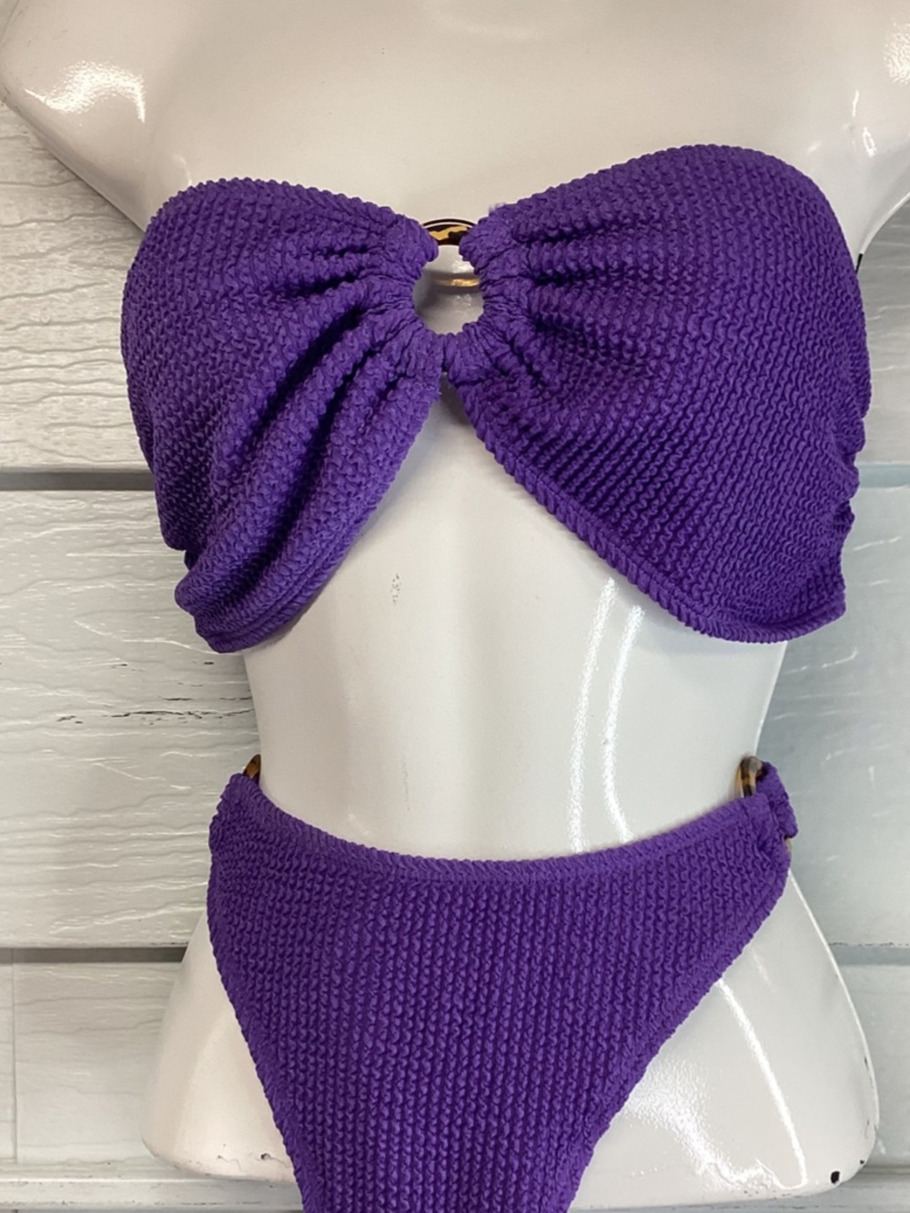 Primark Purple Bandeau Ring Textured Bikini Set